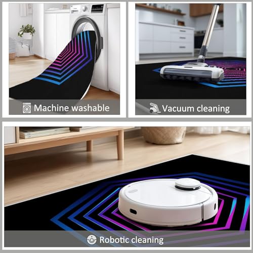Tapis de chambre lavable en machine et antidérapant hexagone - 8