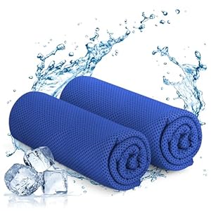 KAYMAN Cooling Gym Towel – Light Blue (2 Pack – 120x35cm), Soft & Breathable Microfibre, Quick Dry Yoga Towel, Cooling for Neck & Face, Sport for Golf, Running, Hiking & Workout
