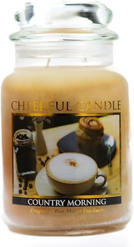 A Cheerful Giver - Vela en tarro de vidrio perfumada Country Morning (24 onzas) con tapa y fragancia fiel a la vida, fabricada en Estados Unidos