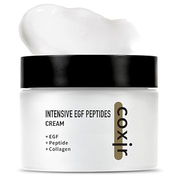 coxir Intensive EGF Peptides Cream Korean GHK-Cu Copper Peptide Moisturizer for Face with Niacinamide, Firming & Renewal [50ml / 1.69 fl.oz]
