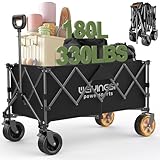 WEIYINGSI Electric Collapsible Wagon - Heavy Duty Utility Cart with Wheels - All Terrain Electric Wagon Cart Foldable - 6 Miles of Long Battery Life,Two Wheel 100W Extreme Power
