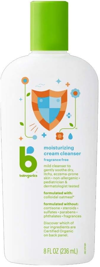Babyganics Moisturizing Therapy Cream Wash, Fragrance Free, 8 OZ