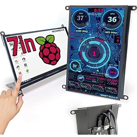 WOWNOVA 7" Computer Sensor Panel LCD Screen PC Temperature Monitor Display Secondary Screen, PC Accessories for PC Case, Compatible with Raspberry Pi and Windows 7/8/10/11 (Touch Screen) Cover