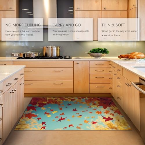 Tapis en feuilles d'érable d'automne moquette douce - 5