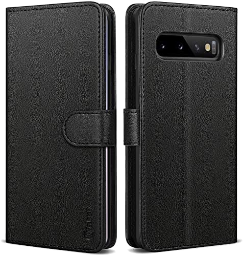 Vakoo Premium Leather Samsung S10 Case, Galaxy S10 Phone Case, [Exquisite Workmanship] [Card Holder] [Kickstand] Wallet Flip Protective Phone Case for Samsung Galaxy S10 6.1 inches, Black