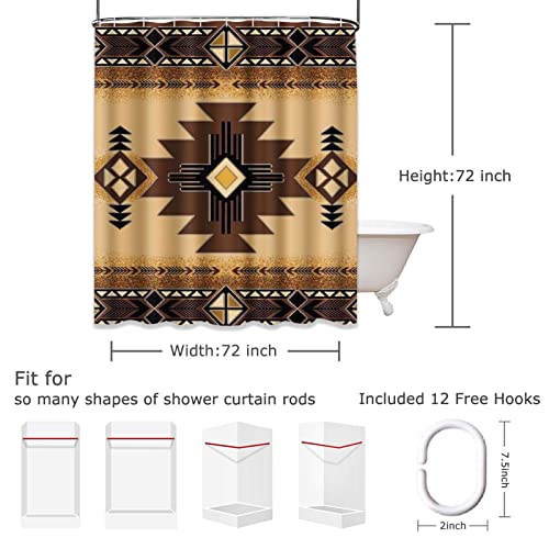 Semtomn Shower Curtain Santa Fe Creams South Western 72"X78" Home Decor Waterproof Bath Bathroom Curtains Set With Hooks #TOP2