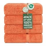 Chakir Turkish Linens | Hotel & Spa Quality 100% Cotton Premium Turkish Towels | Soft & Absorbent (4-Piece Bath Towels, Coral)