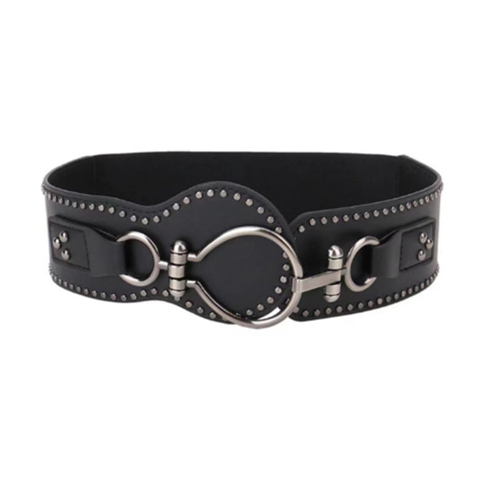Maxtonser Oversized Buckle Waist Chain Buckle Punk Elastic Chain Belt for Women Proms Club Party for Jeans Dresses Studded