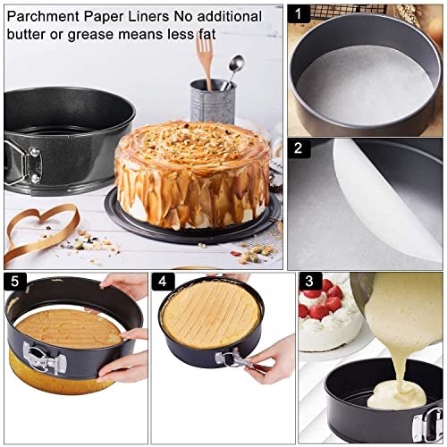 Springform Pan Set, Wertioo (4"/7"/9") Set Of 3 Round Baking Pans, Nonstick Leakproof Cake Pan Bakeware Cheesecake Pan With 50 Pcs Parchment Paper Liners And 1 Silicone Spatula #TOP4