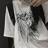 Material: Polyester WRYIPSF Frauen T-Shirts Harajuku Tops Vintage Koreanische Harry-Styles Schwarz Demon Punk Gothic Anime Print Kleidung Plus Größe-Bai01_XL.