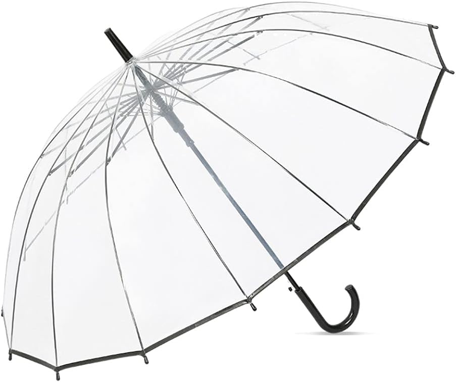 Clear Golf Umbrella Transparent Auto Open Stick Umbrella for Rain Extra Large Windproof Long Umbrella for Women Men Golf Umbrella for Adults Men Women
