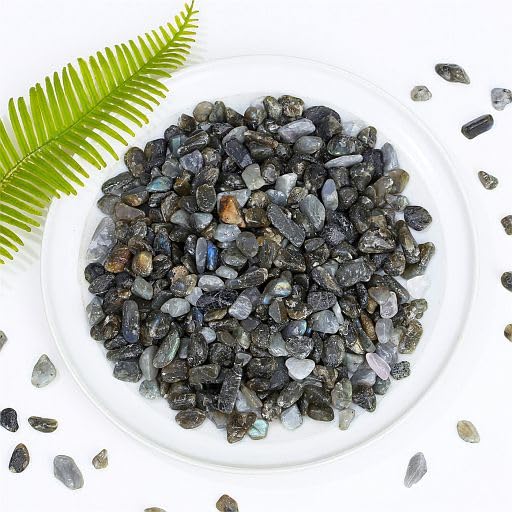 Image of YATOJUZI Labradorite 1LB Aquarium Gravel Rocks Bulk Wholesale Tumbled Crystals Stones Chips Crushed Reiki Energy Balancing Gemstones for Planters Vase Filler Fountain Fish Tank Potted Decor