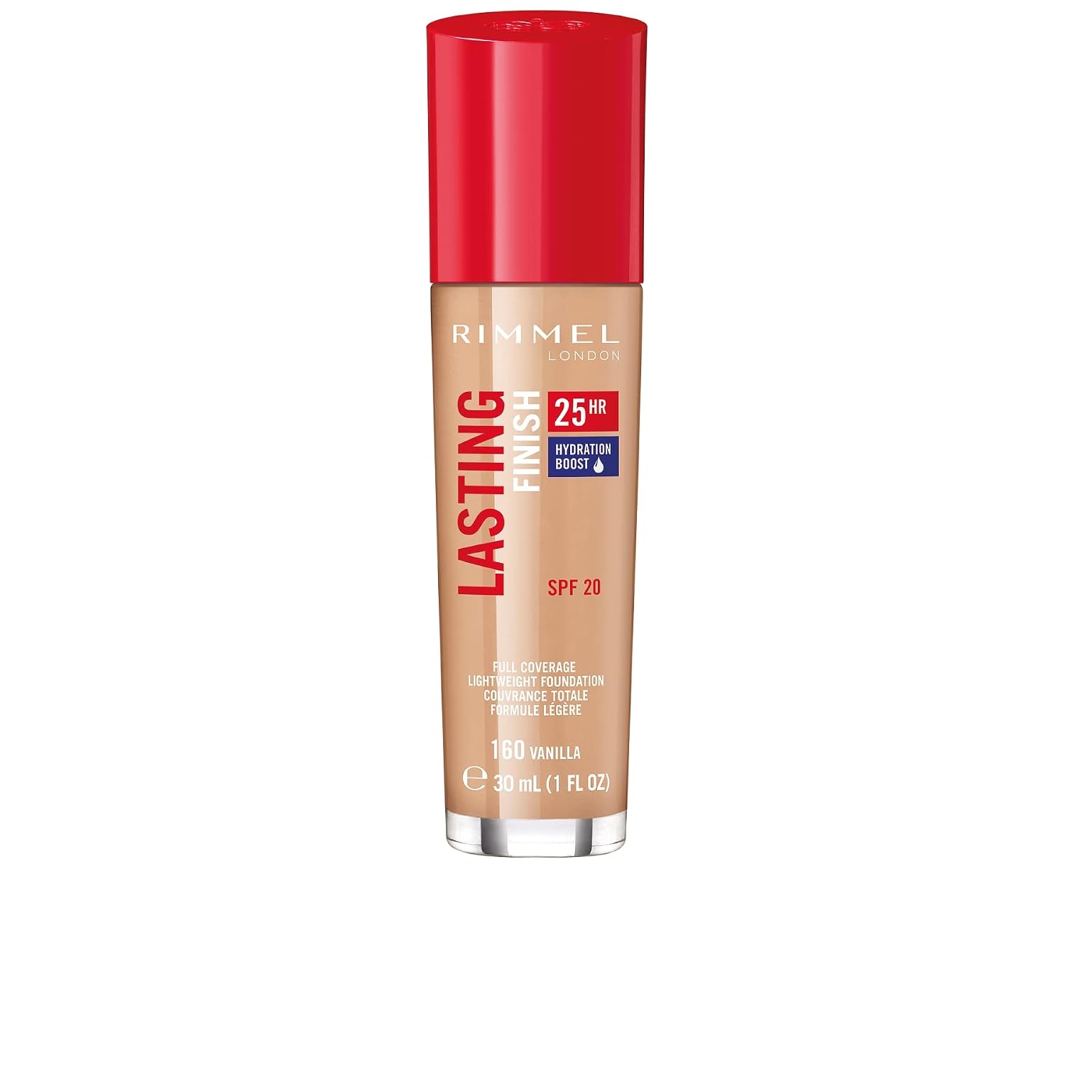 Rimmel London Lasting Finish 25HR - 160 Vanilla - Foundation, 25-Hour Wear, Full Coverage, Waterproof, 1oz