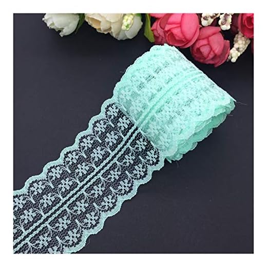 Ljus 10Yller / parti 45mm breda cyan bilaterala hantverk broderade nätet spets trimband bröllop/födelsedag/juldekorationer Delikat (Color : Cyan)