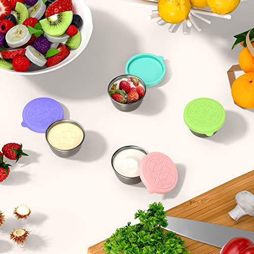 Salad Dressing Container To Go, Small Containers With Lids, 4X 1.7 Oz Lunch Container, Stainless Steel Condiment Containers With Lids, Reusable Leakproof Sauce Containers For Lunch Box (4 Ppgb) #TOP6