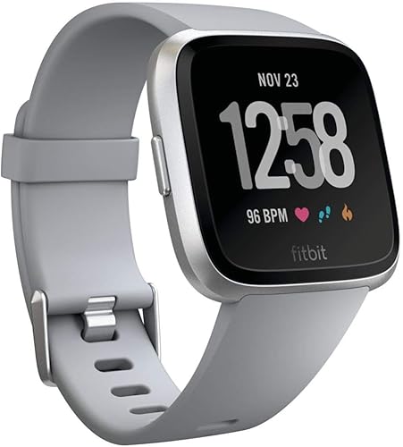 Fitbit Versa - Reloj inteligente, color gris/plateado aluminio, talla única (correas S y L incluidas)