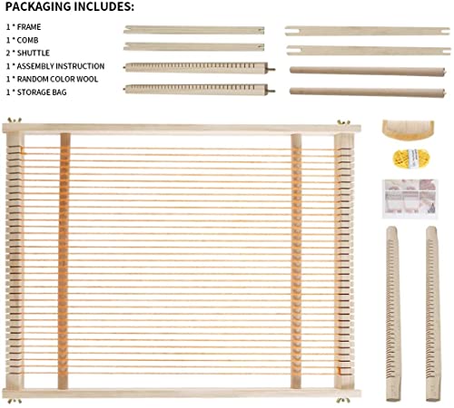 ROCKY&CHAO Webrahmen für Erwachsene, Webstuhl aus Holz, EIN für Anfänger Geeigneter Webmaschine zur Herstellung von Wolle Schals oder Strick Dekorationen 51×39cm (M)