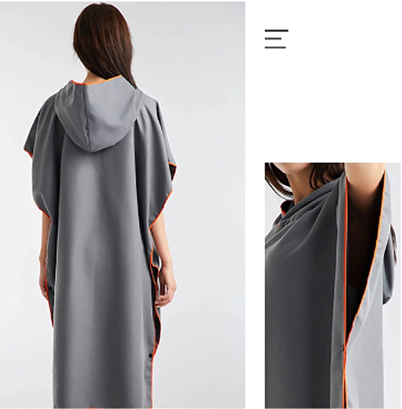 Poncho Asciugamano Con Cappuccio In Microfibra: Unisex Per Cambiarsi In Piscina, Spiaggia E Sport (Taglia Unica) - 2
