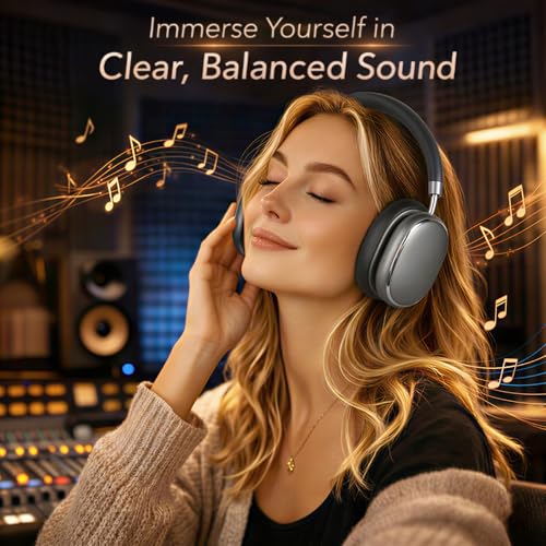 NC95 Hybrid Active Noise Cancelling Headphones,Słuchawki zakładane na uszy,Pokrętłem Sterującym,65 Godzin Odtwarzania,Sterowanie Aplikacją,Wyraźne Połączenia w Podróży/Treningu(czarny)