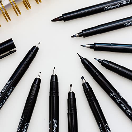 Craft-n-Beyond-Calligraphy-Brush-Pens-Pack-of-10-Markers-for-Hand-Lettering-Art-Drawing-Sketching-Scrapbooking-Journaling-Beginner-Kit-with-Fadeproof-Black-Ink