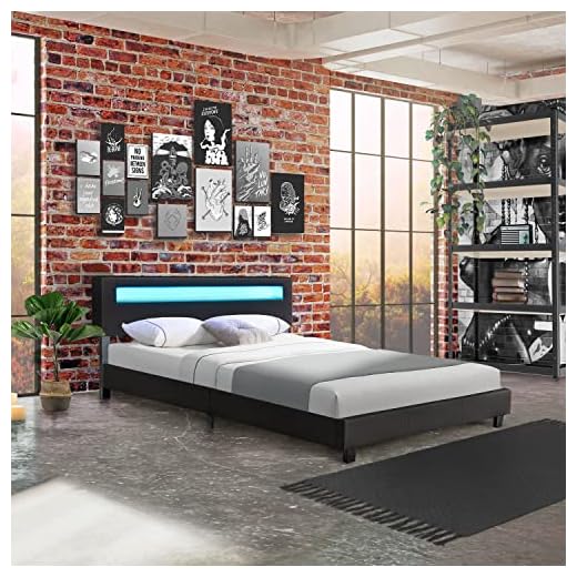 Hundematratze Hundebett Matratze Schlafplatz Kunstleder Top Ware 90 cm X 60 cm braun 4 Polsterbett Paris 160 × 200 cm – Bettgestell mit LED Beleuchtung, Lattenrost & Kopfteil – Kunstleder & Holz – schwarz – Bett Gästebett