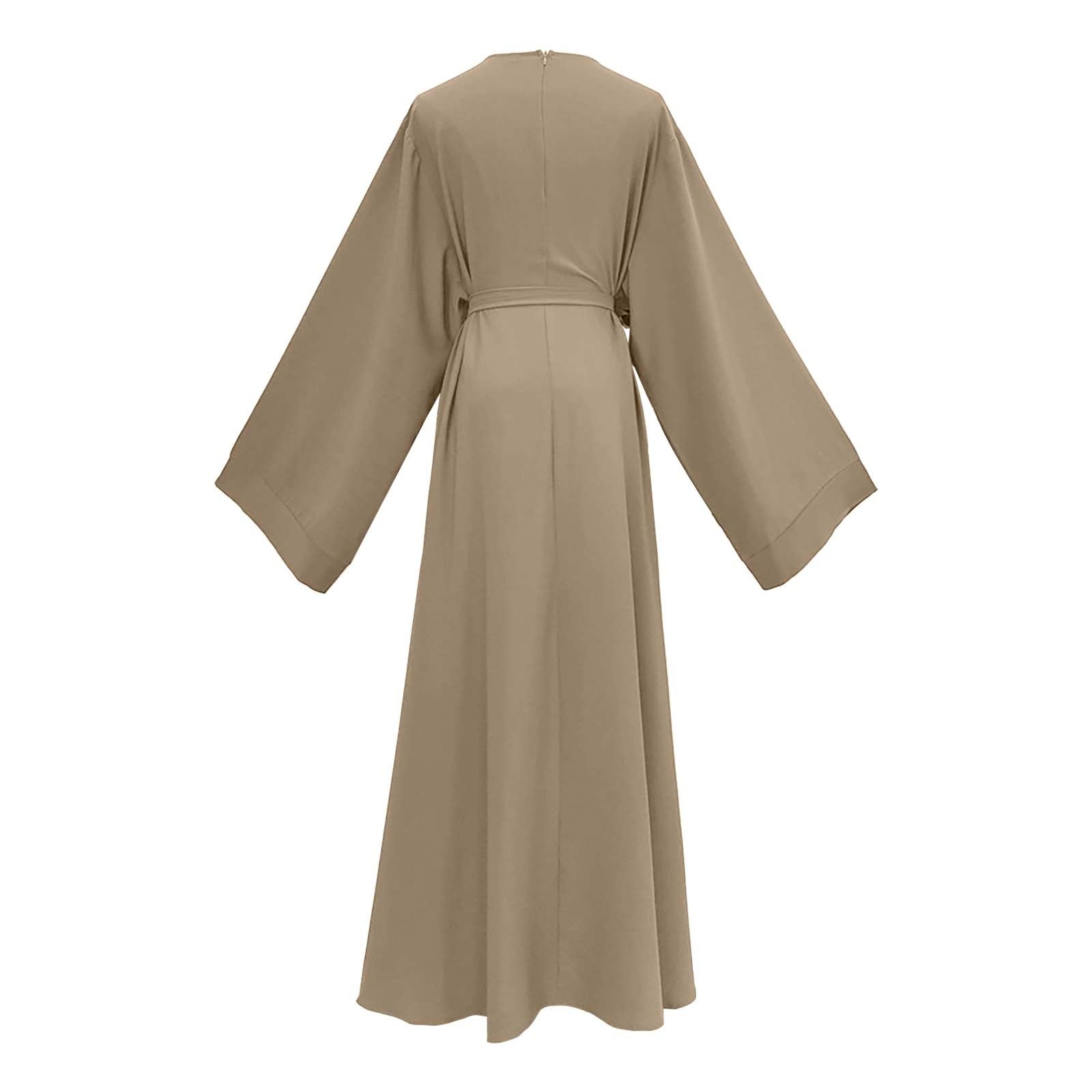 Kaftan Musulmana Ramadán para Mujer Manga Larga Suelto Islamic Abaya Kaftan Largo Túnica Mujer Dubai Oriente Trajes para Eid Ramadán Ramadán Vestido con pañuelo