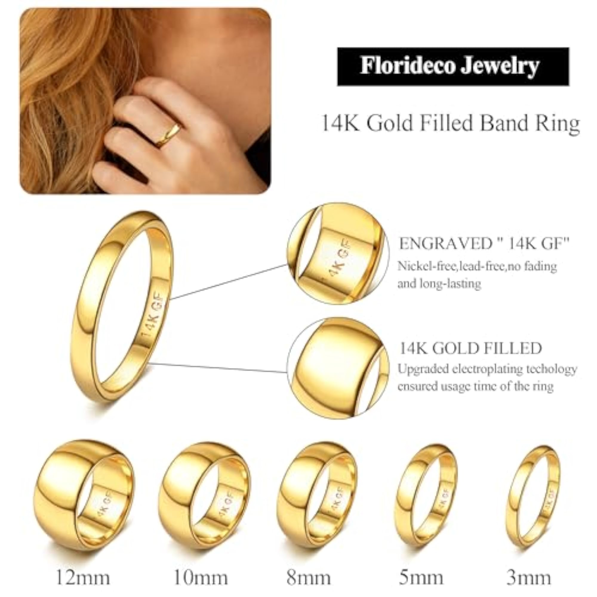 14K Gold Filled Ring, Simple Dome Comfort Fit for All