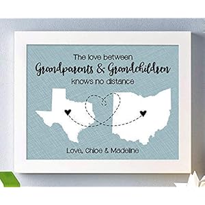 Grandparent Two State Print Personalized Grandparent Sign Grandparent Map Gifts for Grandparents Long Distance Grandparent Gift
