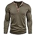 Men's Henley Long Sleeve Shirts Casual Button T-Shirt Classic Basic Lightweight Pullover Cotton Tees Fashion Tops Army-Green