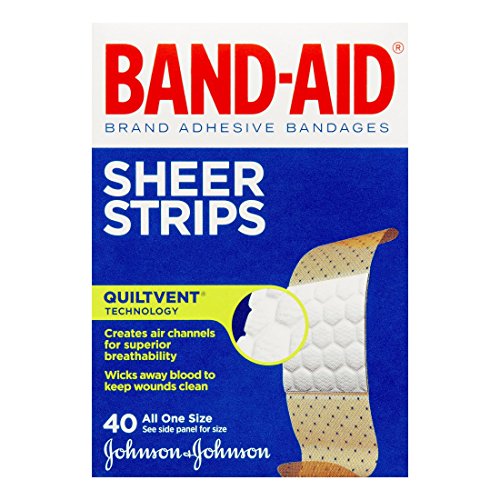 Band-Aid Brand Adhesive Bandages, Sheer Strips, All One Size, 40 Count (Pack of 4)(Packaging May Vary)