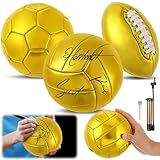 WinnerWhy 3 Pcs Gold Sports Balls Set for Kids School Gift Official Size Football Volleyball Soccer Ball with Air Pump for Toddlers Child Trophies Coaching Awards Outdoor
