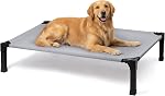 Niubya Elevated Outdoor Dog Bed, Cooling Elevated Pet Cot, Steel-Framed and Non-Slip Feet, Raised Dog Bed with Waterproof, Washable, Breathable Teslin Mesh,Grey 35in