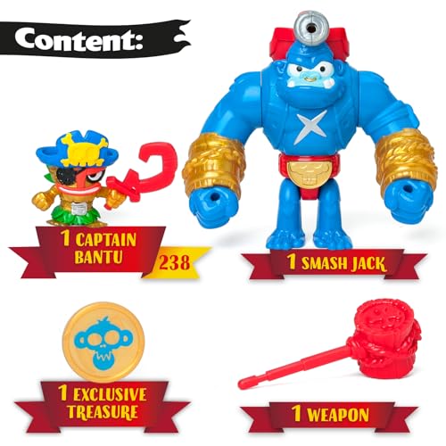 PIRATIX Smash Jack - Beweglicher Gorilla, der vertikal schlägt und mit einem Auslöser, enthält 1 Gorilla, 1 exklusiver Piratix, 1 exklusiver Schatz und 1 Projektil