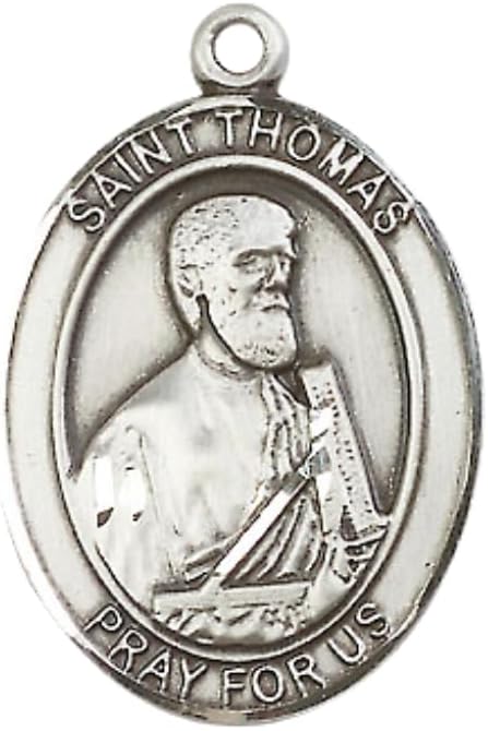 Saint St. Thomas the Apostle Medal Necklace– Men's Pewter Pendant on 24 Inch – Catholic Patron Saint St. of Architects & the Blind – Velvet Gift Box Included - Image 2