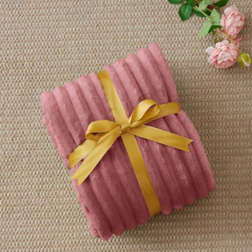 Image of BEDELITE Ribbed Twin Blanket for Couch & Bed, Brick Dust, 60 inchx80 inch | Ultra-Soft Plush Fleece, Cozy, Warm Yet Lightweight, Ribbed Texture, Home Decor, Machine Washable, Giftable, All-Season Use