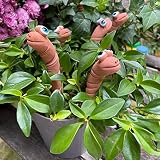 Eousera 3 Pack Cute Worm Figurines Garden Pots Statue, Whimsical Resin Worm Sculpture Outdoor Funny
