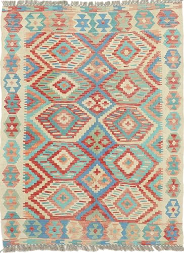 Tapis Kilim afghan tissé main en laine chargé d'histoire