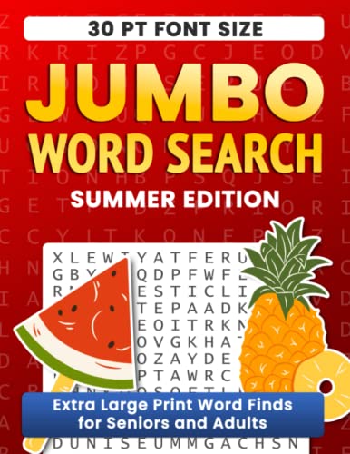 Jumbo Word Search Puzzle Book Summer: Extra Large Print Word Finds for Seniors and Adults with 30 pt Big Font (Jumbo Word Search Books for Every Season in Extra Large Print)