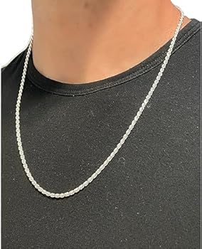 Aka Gioielli® - Dames man ketting in gerodineerd 925 sterling zilver - 2,8 mm Grumetta ketting - Lengte: 45 cm