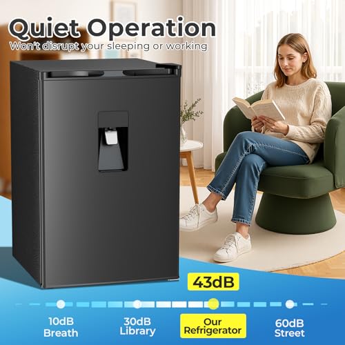 Image of Electactic Compact Refrigerator 4.4 cu.ft mini fridge with Water Dispenser, Single Door Refrigerator with Adjustable Temperature Settings, Low noise, for Bedroom, Office, Dorm Black