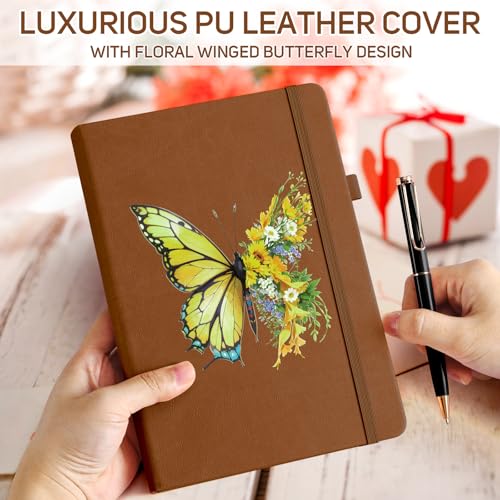 A5 Lined Notebook Journal, 312 Pages Numbered Thick Writing Journal for Women, Leather Journals for Writing, Diary for Women, Girls, Hardcover Notebooks for Work, School, Travel (5.75" x 8.38" Brown) - Image 3