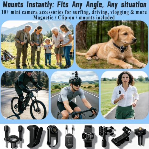 Image of Upgraded 1080P Mini Body Cameras with Audio and Video Recording, POV Camera, Thumb Size Sport Action Camera, Hand Free Camcorder for Cycling,Travel,Pet,Vlogging(64GB), Black