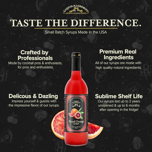 Image of Liquid Alchemist Blood Orange Syrup for Cocktails - Real Ingredients Make our Blood Orange Puree a Perfect Margarita Mixer - Small Batch, Non-GMO, Vegan Drink Mixer | 25.4 Oz, Pack of 1