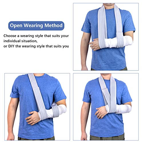 yeloumiss Arm Sling Adjustable Shoulder Support Sling Lightweight Comfortable Shoulder Immobiliser Support for Women and Men for Right Left for Wrist Hand Elbow Arm Injured 63 inch (Gray) - Image 3