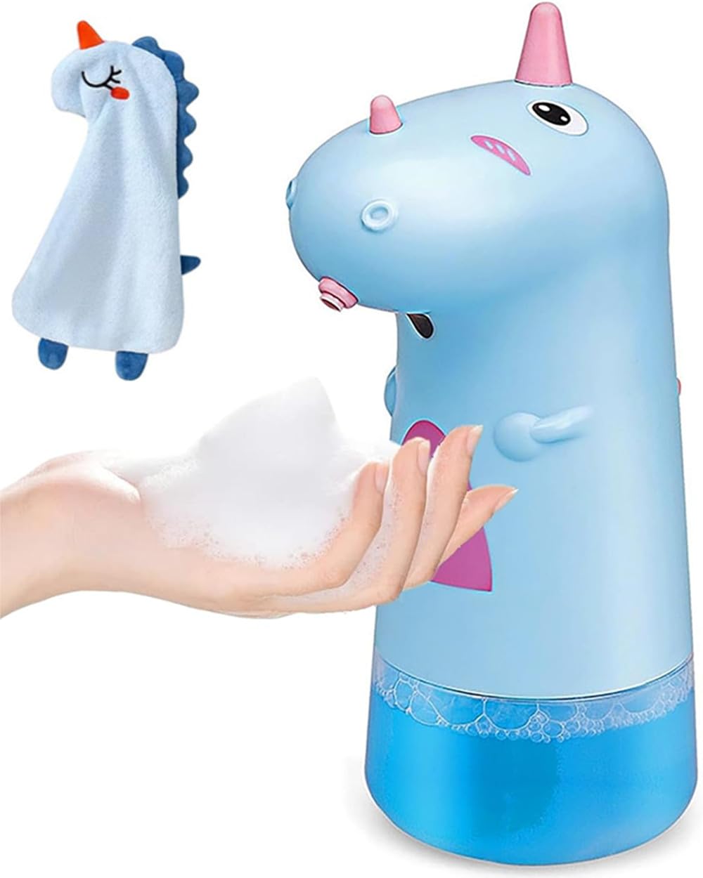 Automatic Soap Dispenser for Kids, USB Rechargeable Cute Unicorn Foaming Hand Sanitizer Dispenser, Touchless Soap Dispenser, Suit for Bathroom, Kitchen, Countertop (Capacity 250ml) (Blue)