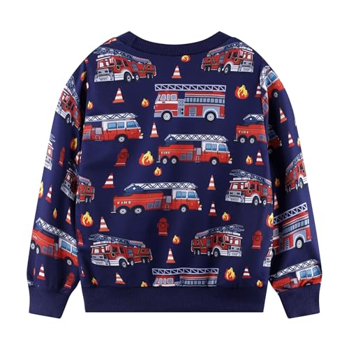 Image of Akyzic Boys Sweatshirts Cotton Long Sleeve Crewneck Pullover Toddler Kids Winter Warm Shirt Sweater Tops 3t-8t