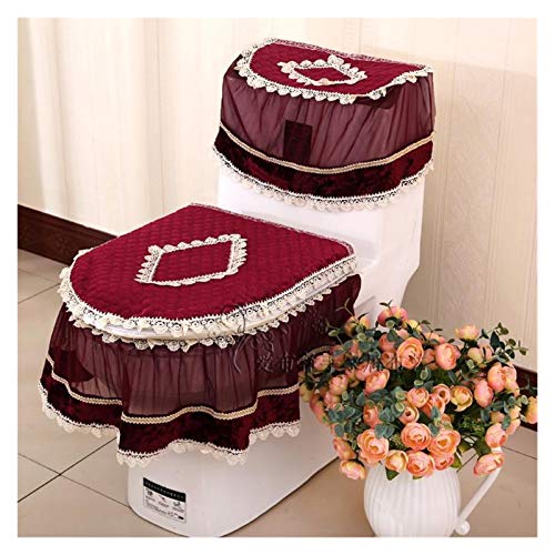 WAYYQX Toile Sitzauflagen WC-Sitzbezug Combo-Spitze Badezimmer-Sanitär-3pcs / Set Sitzen-WC-Sitzkissen-Ring…
