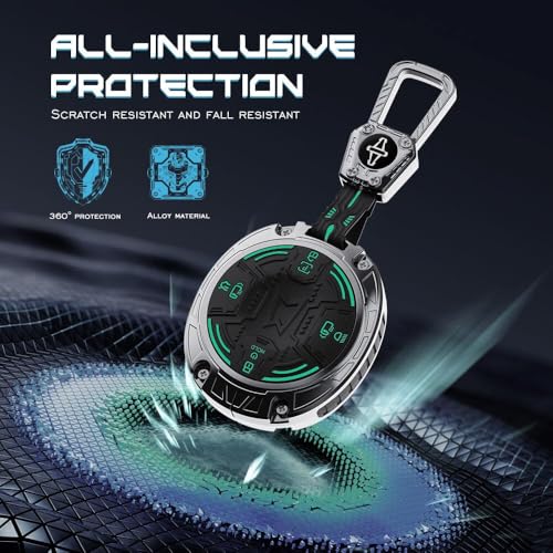 Image of Premium Metal Car Key Case Cover Compatible with Tata Harrier EV Electric 2025 / 2026 8 Button Smart Key Only (Black)