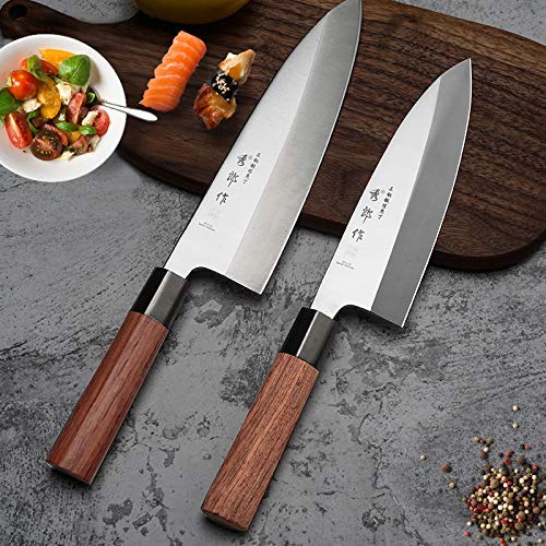 Japanese Deba Knife Fish Head Knife Salmon Knife Sashimi Sushi Cooking Knife (Blade Length 21cm)