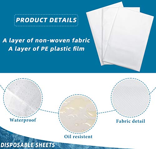 Image of Tatuo 50 Pieces 31 x 70 Inches Disposable Bed Sheets Waterproof Bed Cover Massage Table Sheet Non-woven Fabric for Spa, Lash, Beauty Salon, Waxing, Hotels(White)